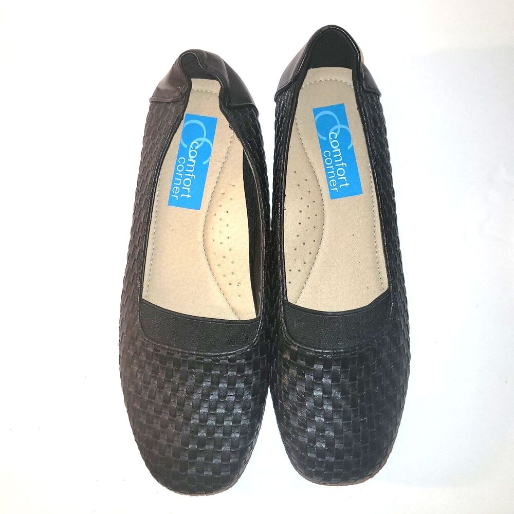 Comfort Corner Womens Flat Black Slip On Shoes Loafer Size 7.5 M